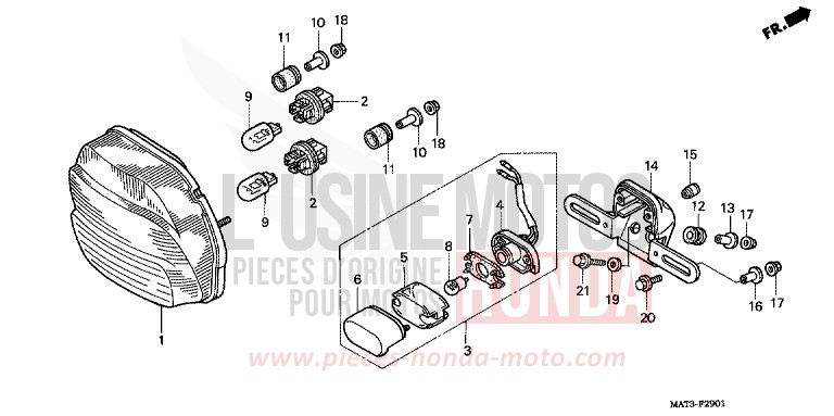 TAILLIGHT (X/Y/1/2/3/4) for Super Blackbird CANDY BLAZING RED (R195) from 2002